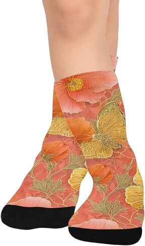 جوارب المشي لمسافات طويلة على شكل زهرة الخوخ المرجاني - جوارب شتوية حرارية سميكة دافئة للأولاد والبنات الصغار للمدرسة، والارتداء اليومي والأنشطة الخارجية in Kuwait