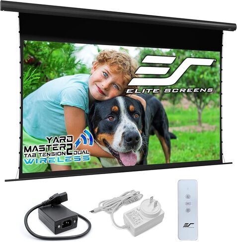 Elite Screens Yard Master Wireless 125" Outdoor Motorized Projector Screen 16:9, Battery Powered, RF Remote, IPX3 Weather Resistant, 4K/8K Ready, Patio Home Theater OMS125WH-BAT-ELEC in Saudi Arabia