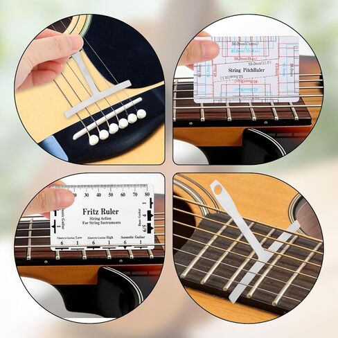 11pcs Guitar Luthier Tools Set, Include 9 Guitar Understring Radius Gauge 1 String Action Gauge Ruler 1 Bridge Saddle Nut Files for Bass Setup Repair Tool Kit in Saudi Arabia