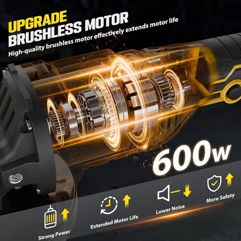 طاحونة زاوية لاسلكية 4-1/2 بوصة، مجموعة أدوات طاحونة بدون فرش، بطاريات 2 × 21 فولت 4.0 أمبير، مطحنة لاسلكية 10000 دورة في الدقيقة، أداة قطع لقطع المعادن، الطحن، التلميع، إزالة الصدأ (أصفر) in Kuwait