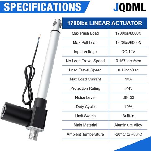 40 Inch Stroke 8000N/1700lbs Heavy Duty Linear Actuator 12V Speed 0.157"/sec High Force IP43 Electric Actuator with Mounting Brackets,for Electric Lifting System, Electric Bed,Electric Door in Saudi Arabia
