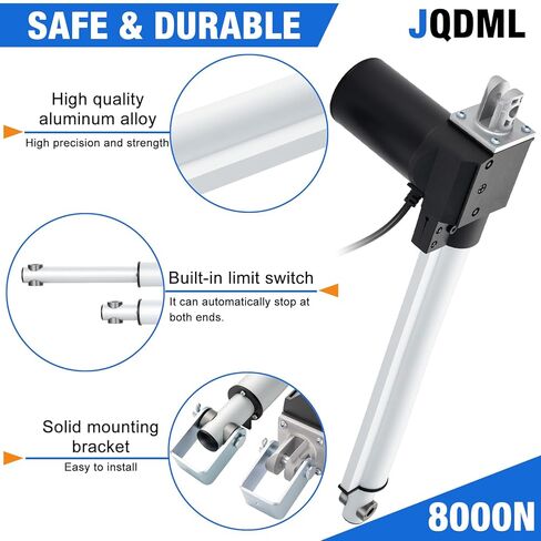 40 Inch Stroke 8000N/1700lbs Heavy Duty Linear Actuator 12V Speed 0.157"/sec High Force IP43 Electric Actuator with Mounting Brackets,for Electric Lifting System, Electric Bed,Electric Door in Saudi Arabia