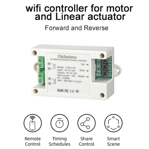 وحدة تحكم المحرك الخطي الكهربائي الذكي WiFi، DC12V 24V 32V، مرحل للأمام والخلف، تطبيق Smart Life، مؤقت، متوافق مع Alexa وGoogle Home in Kuwait