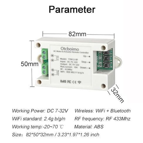وحدة تحكم المحرك الخطي الكهربائي الذكي WiFi، DC12V 24V 32V، مرحل للأمام والخلف، تطبيق Smart Life، مؤقت، متوافق مع Alexa وGoogle Home in Kuwait