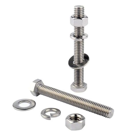 1/4-20 × 2-1/2 بوصة مسمار برأس سداسي وصواميل غسالات مسطحة وقفل، 304 من الفولاذ المقاوم للصدأ ملولبة بالكامل، 8 مجموعات in Kuwait