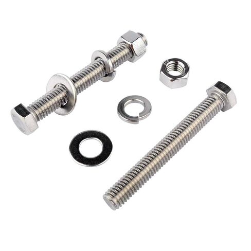 1/4-20 × 2-1/2 بوصة مسمار برأس سداسي وصواميل غسالات مسطحة وقفل، 304 من الفولاذ المقاوم للصدأ ملولبة بالكامل، 8 مجموعات in Kuwait