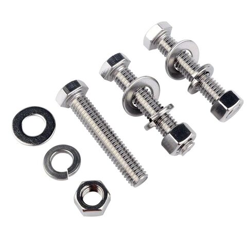 1/4-20 × 2-1/2 بوصة مسمار برأس سداسي وصواميل غسالات مسطحة وقفل، 304 من الفولاذ المقاوم للصدأ ملولبة بالكامل، 8 مجموعات in Kuwait