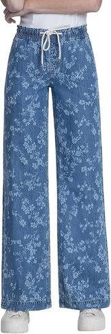 VERVET Women's Kris High-Rise Cuffed Cropped Baggy Wide Leg Jeans in Saudi Arabia