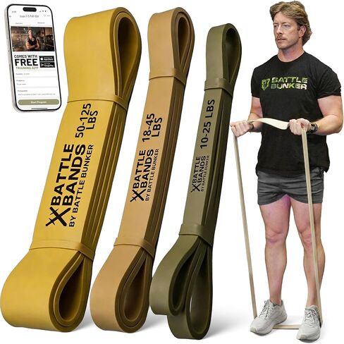 Battle Bunker Thick Resistance Bands Set for Pull Up Assist (3 Pack, 10–125 lbs) – Heavy Duty Workout Bands for Strength Training, Home Gym & Stretching – Durable Exercise Bands for Men & Women in Saudi Arabia