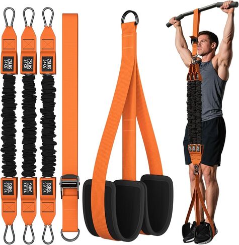 WHATAFIT Pull Up Assistance Bands, Resistance Bands for Pull Up Bar Working Out with Feet Straps ，Adjustable Heavy Duty Pull Up Assist Equipment, Home Gym Fitness Exercise Strength Muscle Training in Kuwait