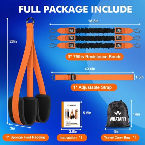 WHATAFIT Pull Up Assistance Bands, Resistance Bands for Pull Up Bar Working Out with Feet Straps ，Adjustable Heavy Duty Pull Up Assist Equipment, Home Gym Fitness Exercise Strength Muscle Training in Kuwait
