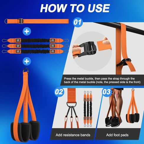 WHATAFIT Pull Up Assistance Bands, Resistance Bands for Pull Up Bar Working Out with Feet Straps ，Adjustable Heavy Duty Pull Up Assist Equipment, Home Gym Fitness Exercise Strength Muscle Training in Kuwait