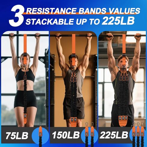 WHATAFIT Pull Up Assistance Bands, Resistance Bands for Pull Up Bar Working Out with Feet Straps ，Adjustable Heavy Duty Pull Up Assist Equipment, Home Gym Fitness Exercise Strength Muscle Training in Kuwait