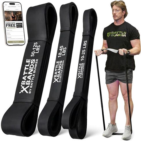 Battle Bunker Thick Resistance Bands Set for Pull Up Assist (3 Pack, 10–125 lbs) – Heavy Duty Workout Bands for Strength Training, Home Gym & Stretching – Durable Exercise Bands for Men & Women in Saudi Arabia