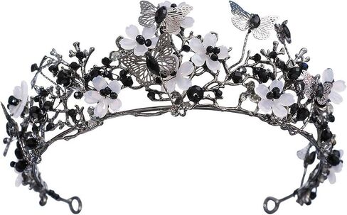 تاج فراشة QXMYOO للنساء من الكريستال الباروكي، غطاء رأس الفراشات، تاج لعيد ميلاد Quinceanera، زي زفاف، الهالوين، حفلة موسيقية، إكسسوارات شعر زهرية in Kuwait