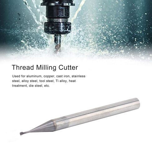 آلة قطع طحن خيط فولاذ التنغستن 60 درجة بـ 3 أسنان لأداة يدوية CNC، مواصفات M1.6x0.35xD4x50، الحدة، مناسبة للمواد المتعددة in Kuwait