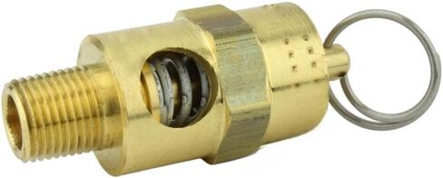 250-1/8-175 صمام تخفيف ضغط أمان ضاغط الهواء - لأجزاء خزان تخزين ضاغط الهواء Conrader - صمام منبثق للخزان - 1/8 بوصة NPT 175 PSI 153 SCFM إجمالي طول الصمام: 1-3/4 بوصة نحاس صلب in Kuwait