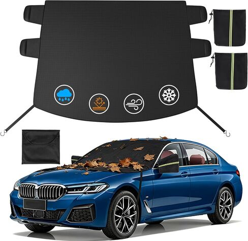 غطاء الزجاج الأمامي للثلج والثلج، قماش أكسفورد شديد التحمل، غطاء حماية للزجاج الأمامي مقاوم للرياح والصقيع وواقي للزجاج الأمامي للسيارات، سيارات الدفع الرباعي المدمجة، ملحقات السيارات الشتوية in Kuwait