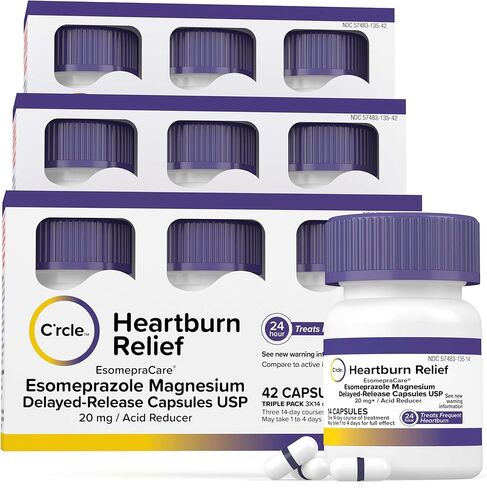 C'rcle Esomeprazole Magnesium 20mg 84 Ct - Antacid Pills Delayed-Release Capsules, Acid Reducer Pills for Heartburn Relief & Acid Reflux Medicine in Kuwait