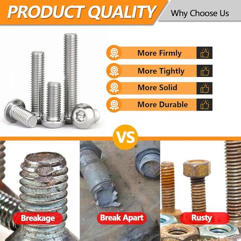 462 PCS Metric Screw Assortment M5 M6 M8, 304 Stainless Steel Button Head Socket Cap Metric Screws Bolts Nuts and Washers Assortment Kit, Includes 14 Most Common Sizes (10mm to 40mm) in Kuwait