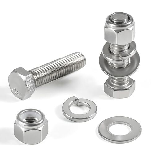 مجموعة متنوعة من البراغي والصواميل السداسية 288 قطعة، 1/4-20، 5/16-18، 3/8-16، مجموعة غسالات صواميل سداسية وقفل متنوعة، 304 من الفولاذ المقاوم للصدأ in Kuwait