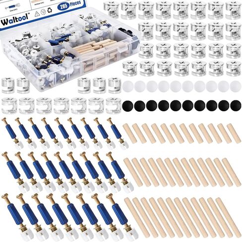 285Pcs 3-in-1 Eccentric Wheels Kit, Furniture Cam Lock Fasteners with Dowel, Pre-Inserted Nut, Wood Dowel Pins, Screw Caps, Nut & Bolt Assortment Set Compatible with IKEA in Saudi Arabia