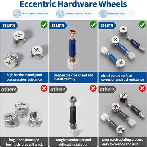 285Pcs 3-in-1 Eccentric Wheels Kit, Furniture Cam Lock Fasteners with Dowel, Pre-Inserted Nut, Wood Dowel Pins, Screw Caps, Nut & Bolt Assortment Set Compatible with IKEA in Saudi Arabia