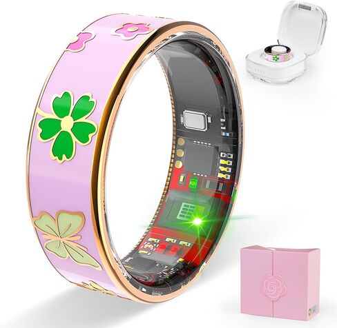 خاتم ذكي للرجال والنساء، جهاز تتبع النوم، عداد الخطى، عمر بطارية طويل، بدون رسوم اشتراك، IP68 مقاوم للماء (وردي، 8) in Kuwait