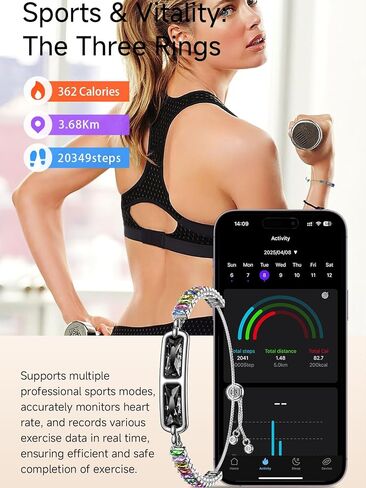 Smart Bracelet for Women Fitness Tracker Ladies Slim Thin Health Wristband Dress Diamond Dainty Activity Tracker Heart Rate Sleep Monitor Step Counter Calories Pedometer, No Subscription Fee in Saudi Arabia