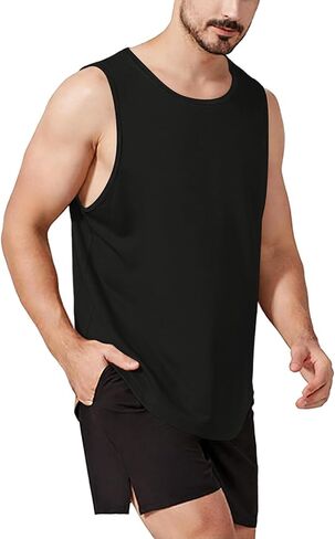 Tank Tops Men Muscle Workout Tank Top - Loose Fit Sleeveless Gym Shirt Breathable Quick Dry Athletic Training Wear in Saudi Arabia