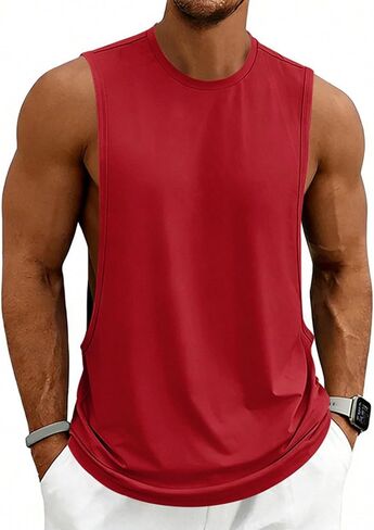 Tank Tops Men Muscle Workout Tank Top - Loose Fit Sleeveless Gym Shirt Breathable Quick Dry Athletic Training Wear in Saudi Arabia