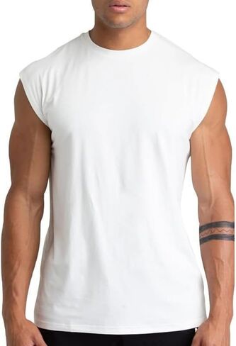 Tank Tops Men Muscle Workout Tank Top - Loose Fit Sleeveless Gym Shirt Breathable Quick Dry Athletic Training Wear in Saudi Arabia