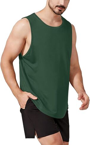 Tank Tops Men Muscle Workout Tank Top - Loose Fit Sleeveless Gym Shirt Breathable Quick Dry Athletic Training Wear in Saudi Arabia