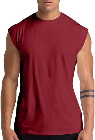 Tank Tops Men Muscle Workout Tank Top - Loose Fit Sleeveless Gym Shirt Breathable Quick Dry Athletic Training Wear in Saudi Arabia