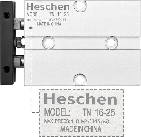 أسطوانة هواء هوائية من Heschen، TN16-25(TDA16-25)، تتحمل 16 مم، السكتة الدماغية 25 مم، أسطوانة هواء هوائية من الألومنيوم مزدوجة الفعل، مع مغناطيس، فضي in Saudi Arabia