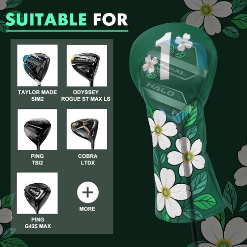 Club Covers Green Driver Headcover, 3 5 Fairway Wood Cover, Hybrid Headcovers, Beautiful Golf Accessories Club Protection for Women Men Golfer in Saudi Arabia