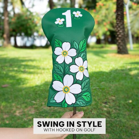 Club Covers Green Driver Headcover, 3 5 Fairway Wood Cover, Hybrid Headcovers, Beautiful Golf Accessories Club Protection for Women Men Golfer in Saudi Arabia
