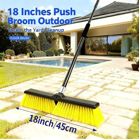 18 Inches Push Broom Outdoor- Heavy Duty Broom with 63" Long Handle,for Cleaning Outdoor or Indoor Tile, Garage, Floor, Deck in Saudi Arabia
