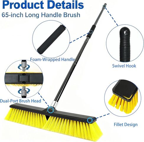 18 Inches Push Broom Outdoor- Heavy Duty Broom with 63" Long Handle,for Cleaning Outdoor or Indoor Tile, Garage, Floor, Deck in Saudi Arabia