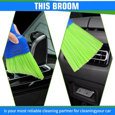 Qianyu Whisk Broom Hand Brush Fiber Outdoor Car Broom with Hang Hole Durable Bristles Whisks Away Dirt Debris for Cleaning Inddoor Porches Floors Decks Driveways Dirt Dust in Saudi Arabia