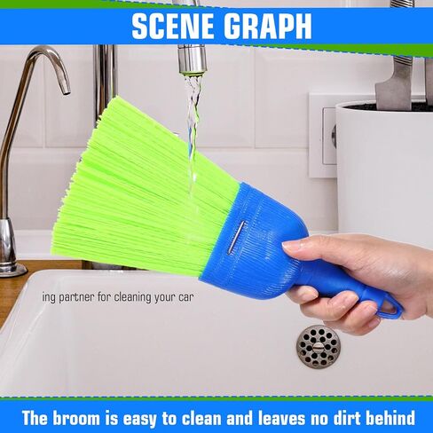 Qianyu Whisk Broom Hand Brush Fiber Outdoor Car Broom with Hang Hole Durable Bristles Whisks Away Dirt Debris for Cleaning Inddoor Porches Floors Decks Driveways Dirt Dust in Saudi Arabia