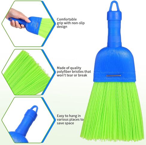 Qianyu Whisk Broom Hand Brush Fiber Outdoor Car Broom with Hang Hole Durable Bristles Whisks Away Dirt Debris for Cleaning Inddoor Porches Floors Decks Driveways Dirt Dust in Saudi Arabia