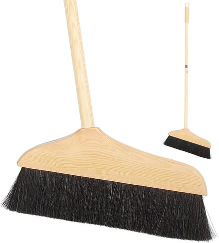 ULTECHNOVO Horsehair Broom for Hardwood Floors, Soft Bristle Indoor Sweeping Brush with Pine Wood Head, Anti-Static Dust Remover for Home Kitchen, 37 Inch Wood Long Handl in Saudi Arabia