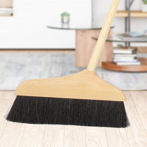 ULTECHNOVO Horsehair Broom for Hardwood Floors, Soft Bristle Indoor Sweeping Brush with Pine Wood Head, Anti-Static Dust Remover for Home Kitchen, 37 Inch Wood Long Handl in Saudi Arabia