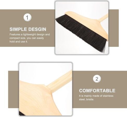 ULTECHNOVO Horsehair Broom for Hardwood Floors, Soft Bristle Indoor Sweeping Brush with Pine Wood Head, Anti-Static Dust Remover for Home Kitchen, 37 Inch Wood Long Handl in Saudi Arabia