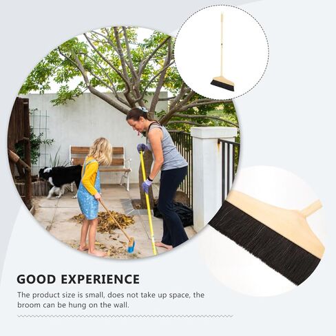 ULTECHNOVO Horsehair Broom for Hardwood Floors, Soft Bristle Indoor Sweeping Brush with Pine Wood Head, Anti-Static Dust Remover for Home Kitchen, 37 Inch Wood Long Handl in Saudi Arabia
