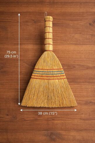 B Unique Lightweight Corn Broom – 75cm Natural Straw Broom with Reinforced Handle – Heavy-Duty Indoor/Outdoor Sweeping for Home, Garage, Patio, Hardwood Floors & Tight Corners in Saudi Arabia