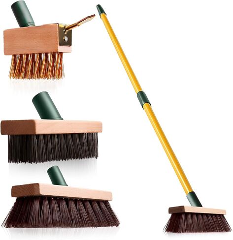 3-in-1 Wire Broom & Garden Brush Set – Adjustable 81-140cm Telescopic Handle with Nylon, Wire, and Gap Brushes for Weeding, Moss & Algae Removal, Patio Cleaning, Outdoor Scrubbing in Kuwait