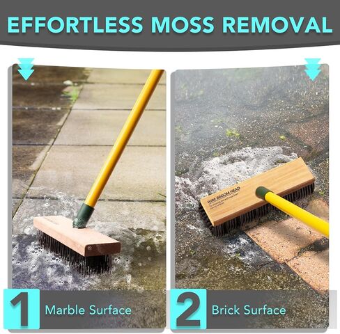3-in-1 Wire Broom & Garden Brush Set – Adjustable 81-140cm Telescopic Handle with Nylon, Wire, and Gap Brushes for Weeding, Moss & Algae Removal, Patio Cleaning, Outdoor Scrubbing in Kuwait