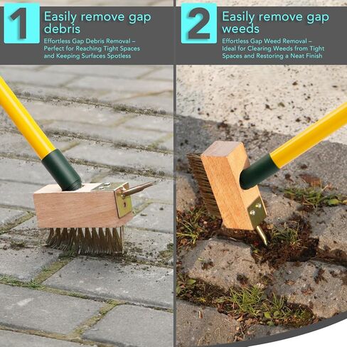 3-in-1 Wire Broom & Garden Brush Set – Adjustable 81-140cm Telescopic Handle with Nylon, Wire, and Gap Brushes for Weeding, Moss & Algae Removal, Patio Cleaning, Outdoor Scrubbing in Kuwait